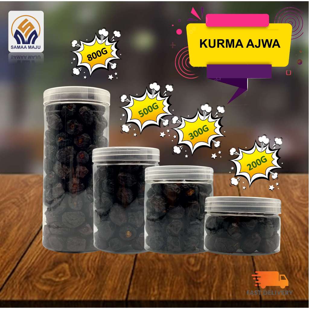 

Kurma Ajwa Berat yang tersedia 800G/500G/300G/200G/ Asli Madinah Kurma Nabi Ajwa Premium Original Saudi Arabia