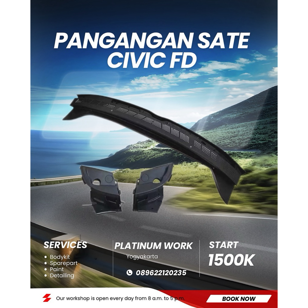 panggangan sate civic fd 2006-2011 karet civic fd cowl