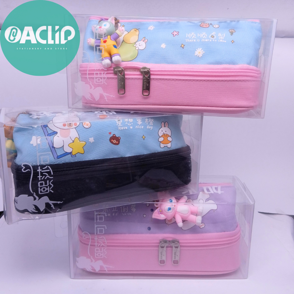 

KOTAK PENSIL 2 LAYER I PENCIL CASE KAIN LUCU (RANDOM)