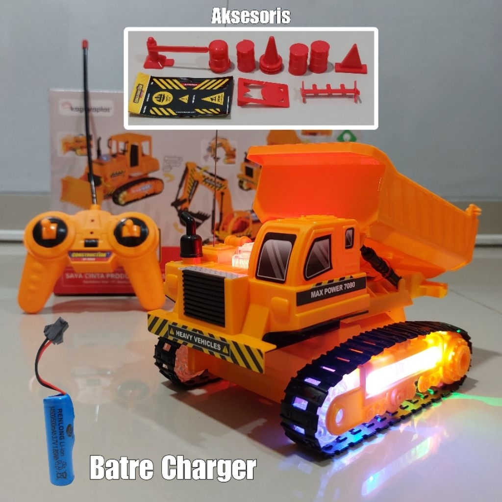 Mobil RC Dump Truck Traktor Excavator Remote Control Lampu & Charger