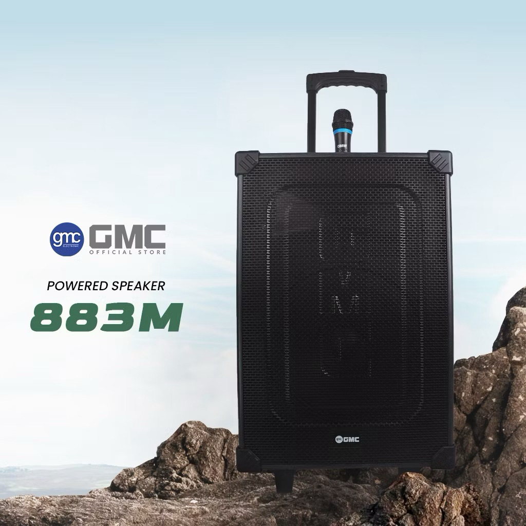 GMC Speaker 883M – Bluetooth Karaoke Speaker 12" – 130W, USB, SD, AV In, FM Radio, Karaoke Jack