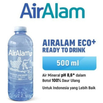 

AirAlam Eco+ ukuran 500ml per karton isi 12 botol - Air PH Tinggi 8.6
