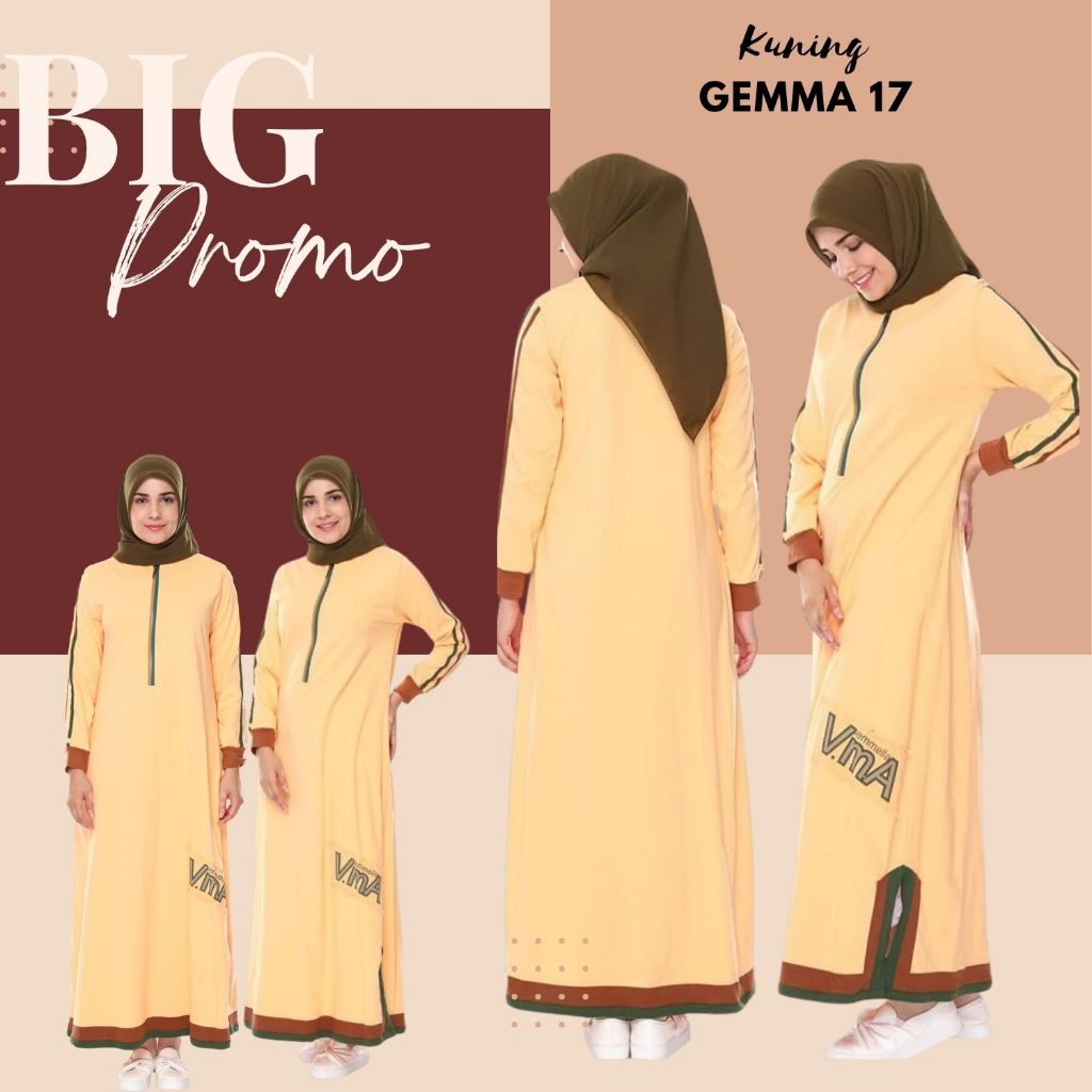 Gamis Kaos Wanita Vemmella Gemma 17 Kuning Muda Gamis Sporty A Line
