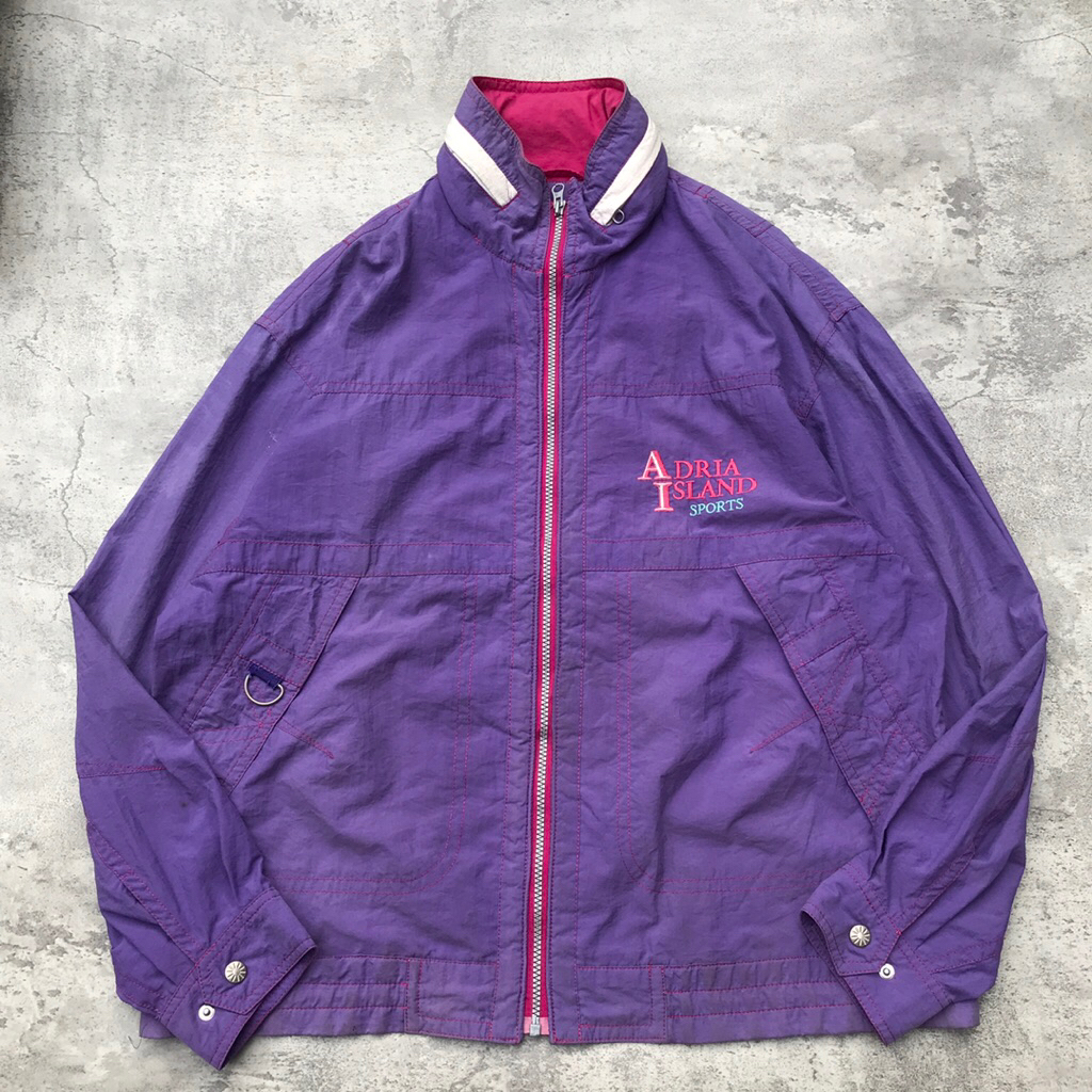 jaket windbreaker unisex vintage boxy jacket colorblock lengan balon retro 90's casual streetwear