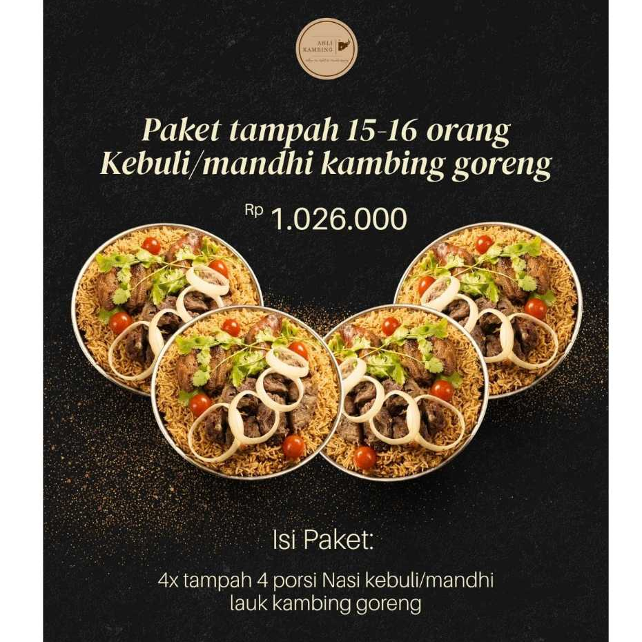 

Paket Nasi Kebuli Kambing Goreng Tampah ber 15