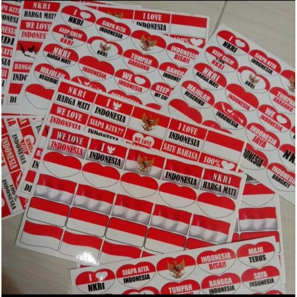 

1lembar 25pcs stiker bendera Indonesia tempel pipi