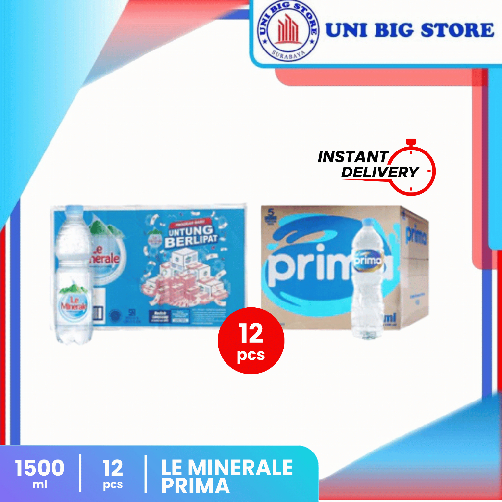 

Le Minerale Air Minum Mineral 1500 ml Botol x 12 pcs 1.5 Liter DUS
