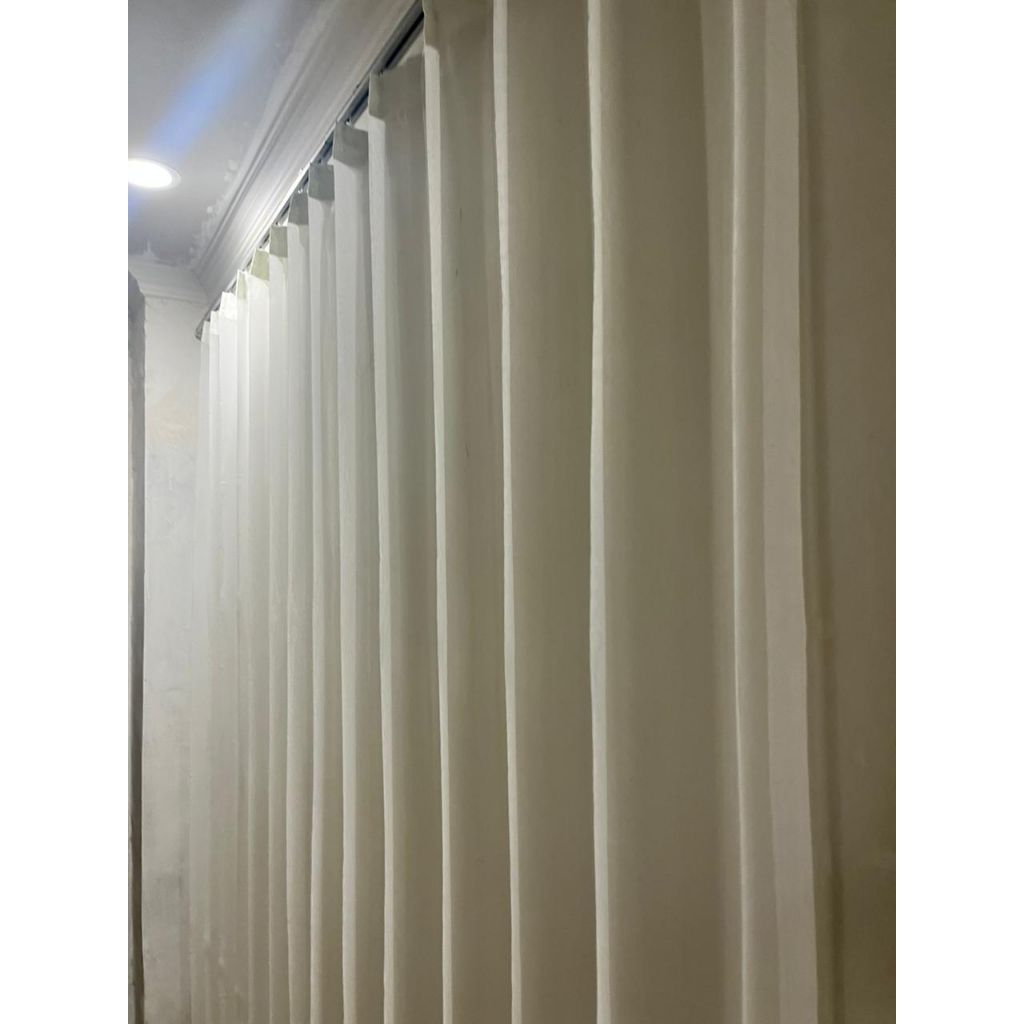 vitrase gorden putih polos premium model plisket kaitan kawat S tirai Daleman transparan