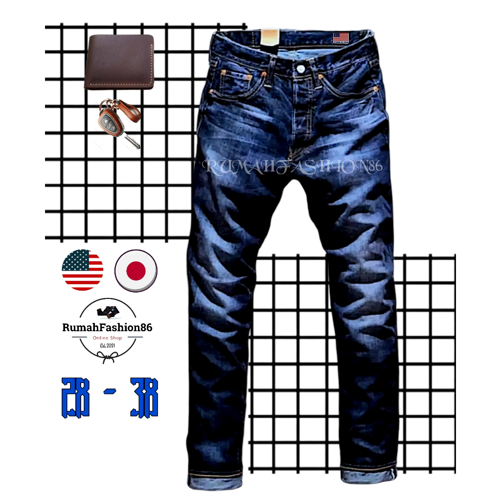 [FREE ONGKIR XTRA] CELANA JEANS DARK BLUE ORIGINAL DENIM SELVEDGE REGULER FIT MADE IN JAPAN / USA