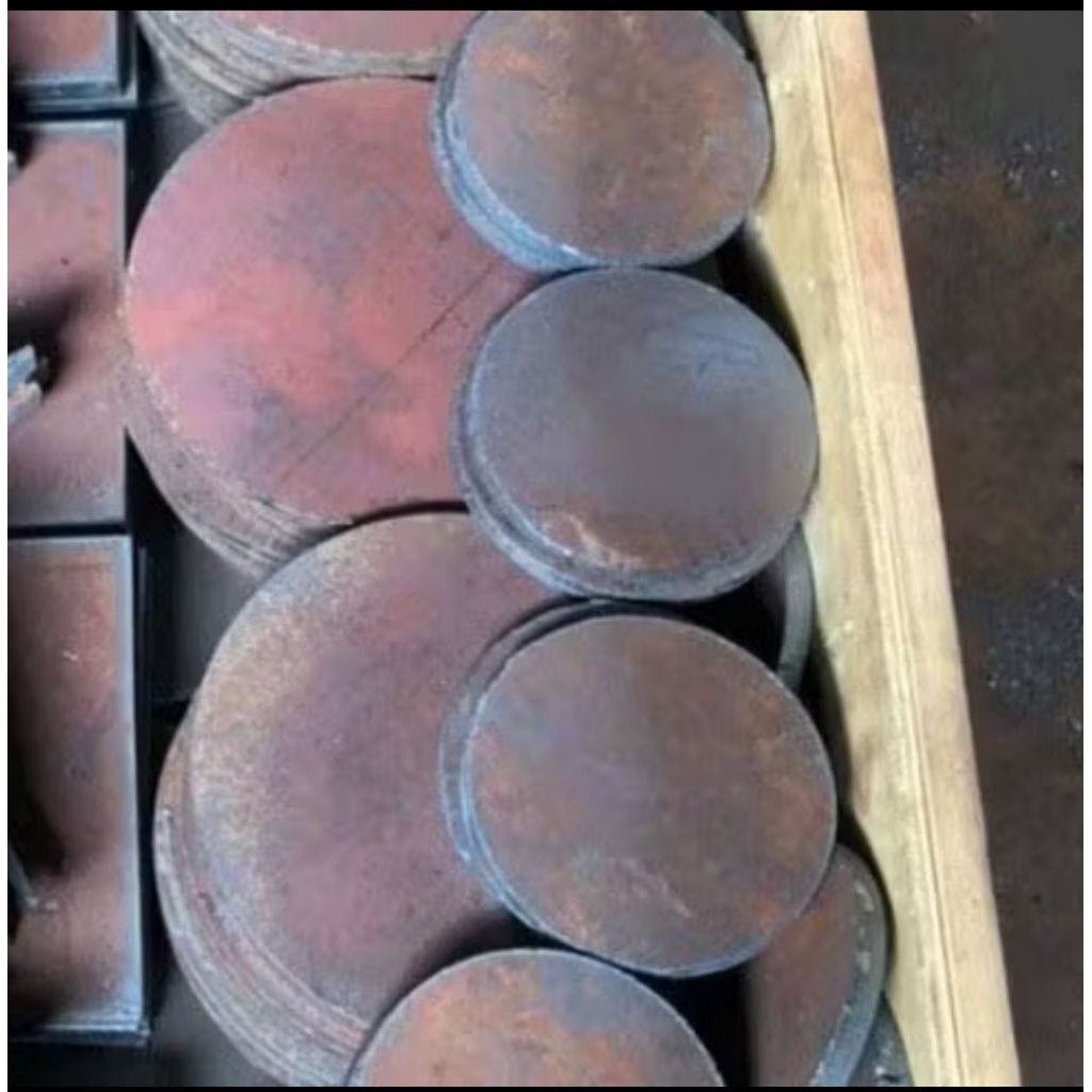 Plat Besi Baja Bulat Cutom lubang tengah ketebalan 6mm diameter 41,42,43,44,45 cm