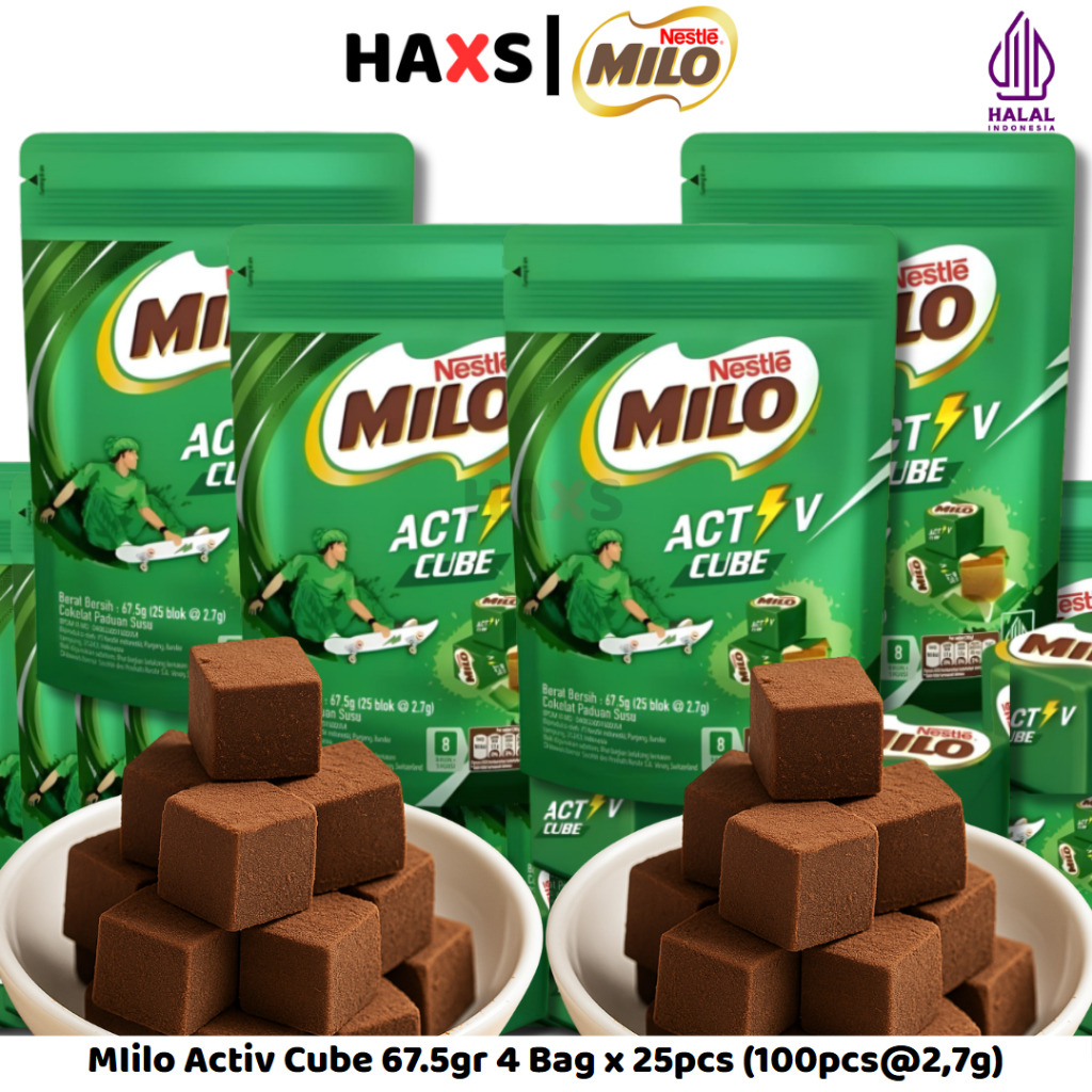 

HAXS MIilo Activ Cube 67.5gr 4 Bag x 25pcs (100pcs@2,7g) / Milo Cube / Milo