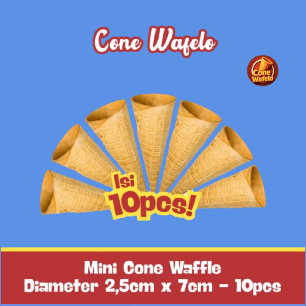 Lupiskeju Mini Cone Waffle 2.5X7 Cm Isi 15 Pack ( 150 Pcs ) Cone Ice Cream Mini Renyah Topping