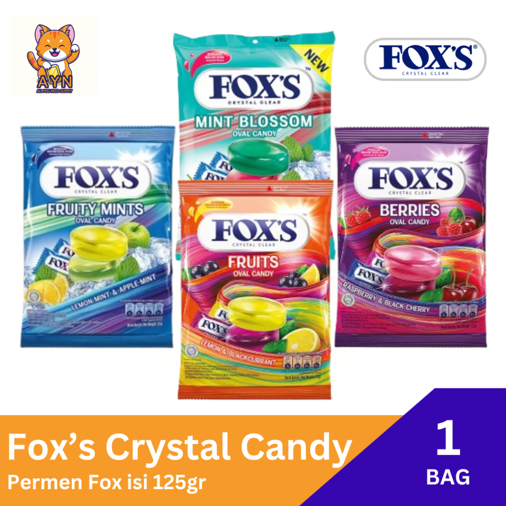 

PERMEN FOX’S / Fox Permen Oval Candy [ 1 bag isi 125 gr ]