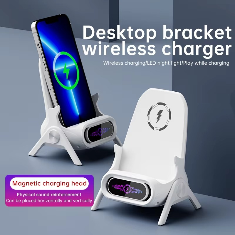 Holder Charger Wireless Dudukan Fast Charging Magnetic 15W Stand Dock Docking Smartphone HP Handphone Wireless Charge Dekstop Bracket Magnetic Universal Tablet  Ip Android Tablet Samsung Vivo Xiaomi Model Kursi LED Lampu Tidur Type C pengisi daya nirkabel