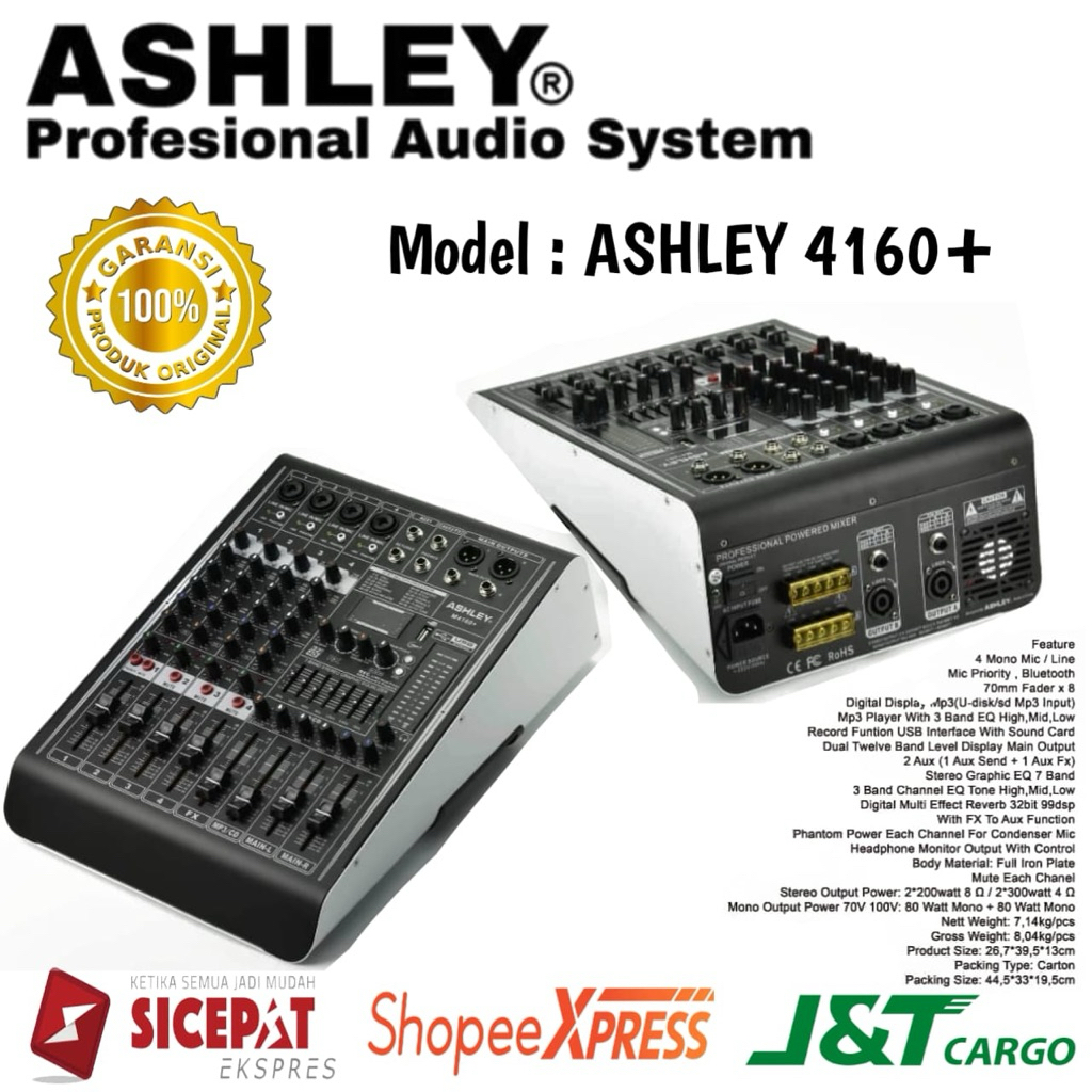 Power Mixer Ashley M4160+ Original Power mixer Ashley 4Channel Garansi resmi