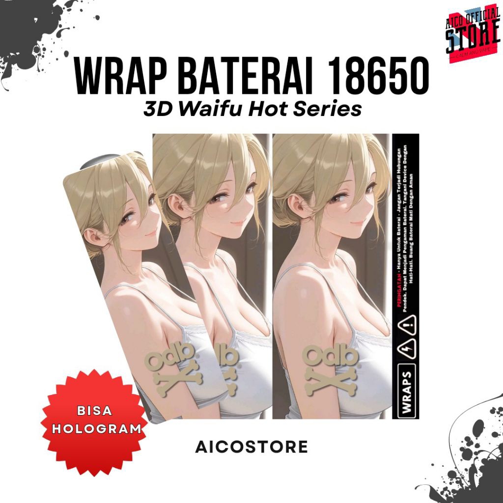 

FAMSTORE - Pelindung Baterai Stiker Skin Wrap Baterai 18650 Motif Sexy girl | Anime Waifu Keren | Main character Anti Gores Dan Anti Air Waterproof