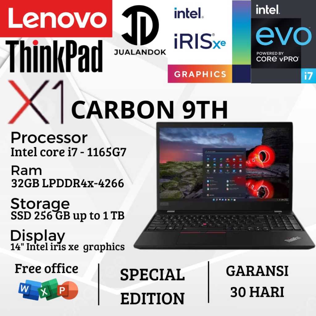 Laptop Lenovo ThinkPad X1 Carbon 9th Core i7 Gen 11 - RAM 32GB - SSD 1TB - 14 inch - Series Business