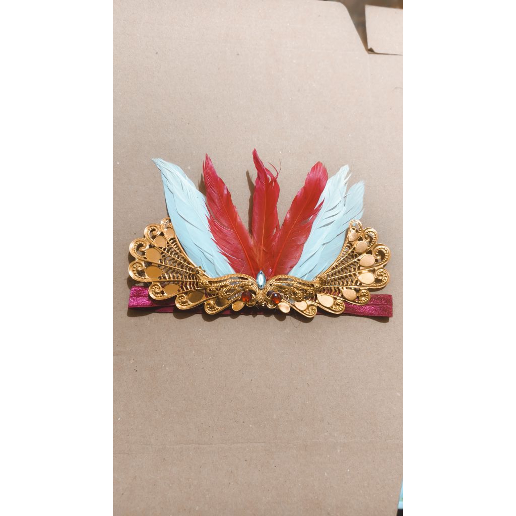 bando merah putih lempengan merak, bando karnaval, aksesoris tari, aksesoris karnaval, aksesoris bul