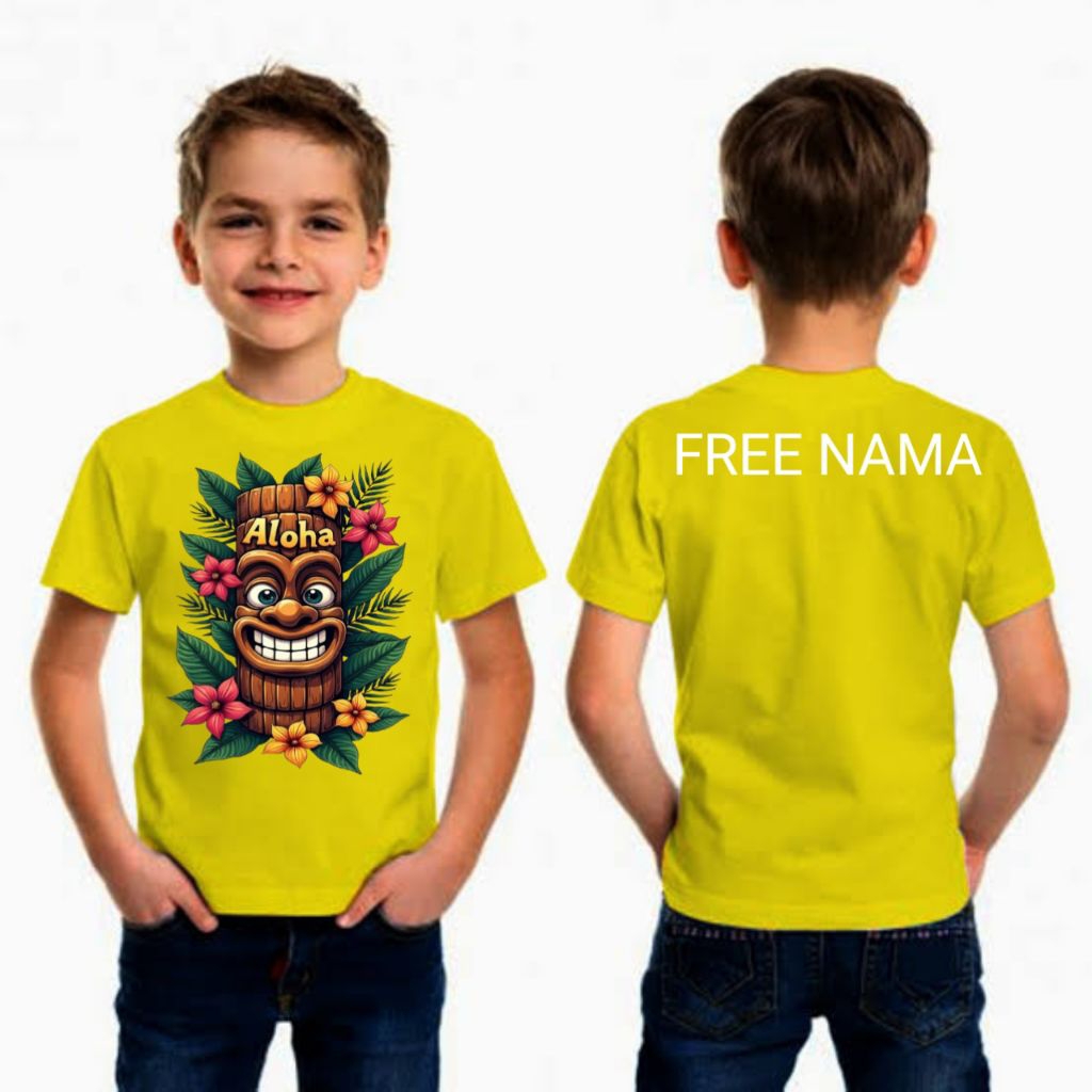 KAOS ANAK ANAK KARAKTER ALOHA TROPIS GARATIS NAMA DI BELAKANG