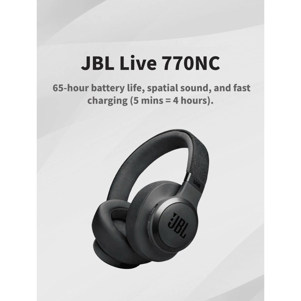 JBL Live 770NC Over-Ear Headphones dengan ANC dan Mikrofon