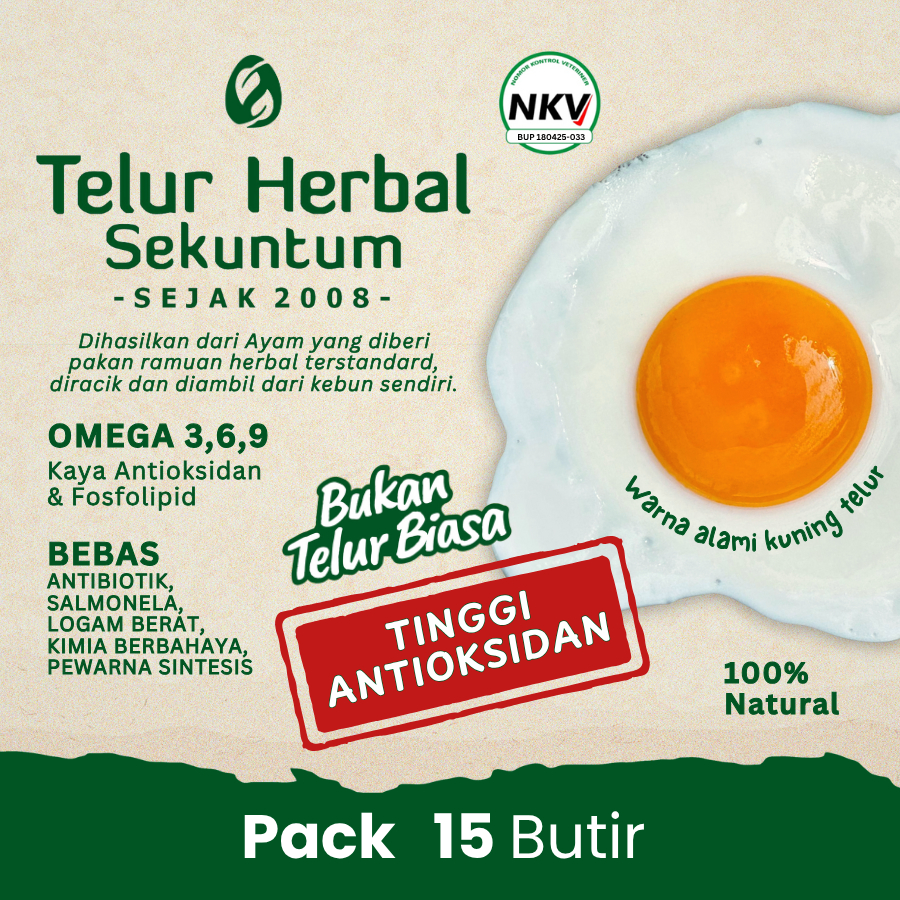 

Telur Herbal Sekuntum | Telur Ayam Hypoallergenic | Telur Omega 3,6,9, Tinggi Antioksidan & Protein