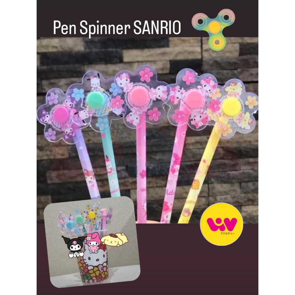 

ISI 6 PCS PULPEN SPINNER MOTIF SANRIO CUTE PEN GEL 0,5 TINTA HITAM PULPEN MURAH