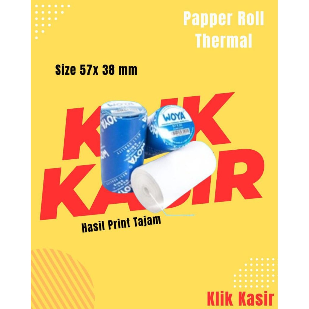 

Kertas Thermal woya coreless uk 57x38 / Kertas thermal kasir / Paper thermal