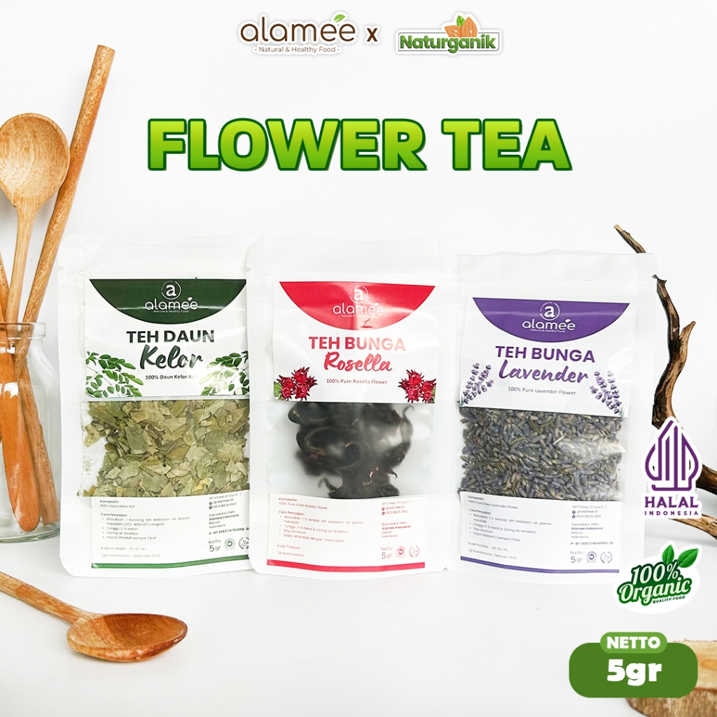 

ALAMEE Teh Jati Cina 5gr Chamomile Bunga Rose Earl Grey Flower Tea Dried Organic Organik Naturganik