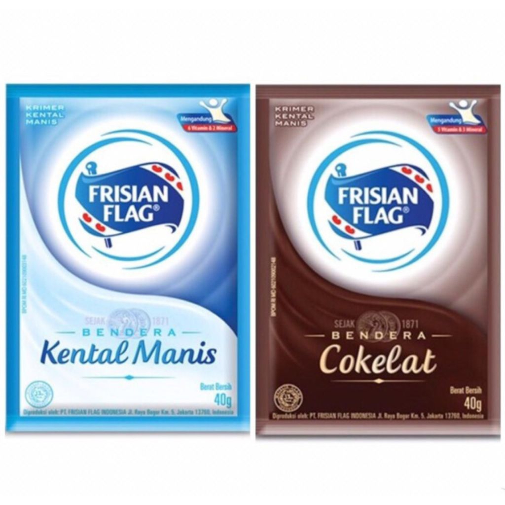 

Susu Kental Manis Frisian Flag Coklat Putih Kemasan Sachet isi 6 Susu Bendera