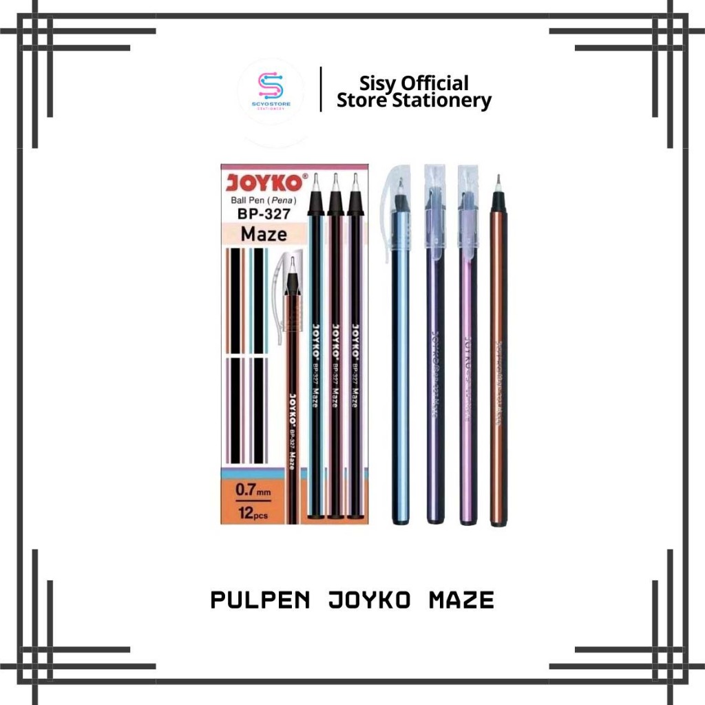 

Pulpen Pena Joyko Maze 0.7mm BP-327 1 Pak Isi 12 Bolpen Ball Pen Hitam Murah