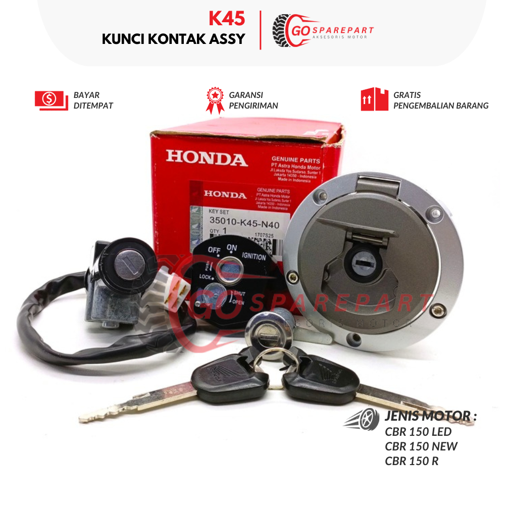 K45 KUNCI KONTAK ASSY MOTOR HONDA CBR 150 NEW / SET KUNCI KONTAK MOTOR CBR 150 R / RUMAH KUNCI KONTA