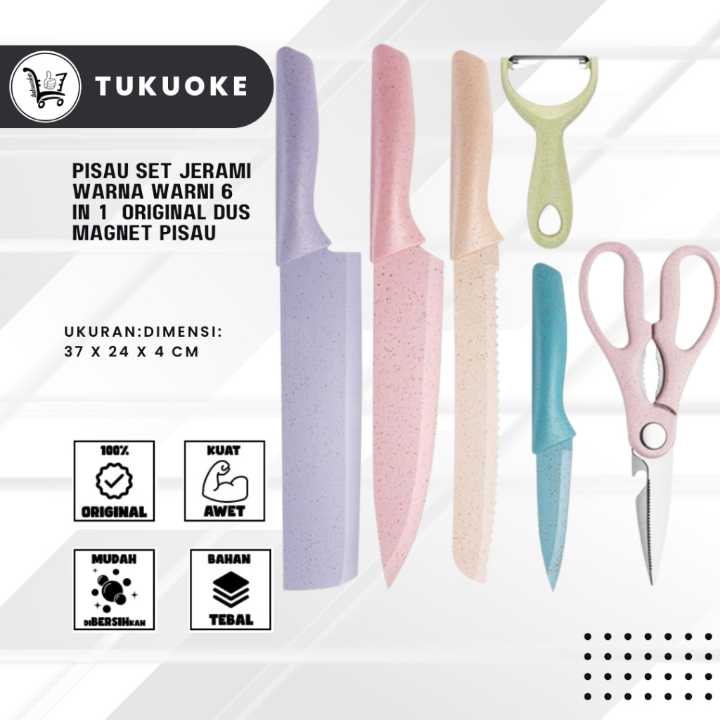 PISAU SET JERAMI PISAU SULTAN WARNA 6IN1 ORIGINAL DUS MAGNET PISAU JERAMI EVCRIVERH / DAPUR TAJAM EC