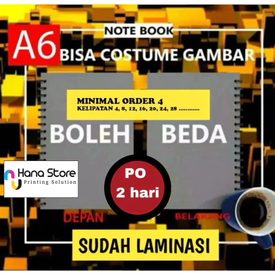 

CETAK BUKU CUSTOM A6 10,5 x 14,8 cm isi 30 40 50 100 lembar Note Notes Notebook Murah