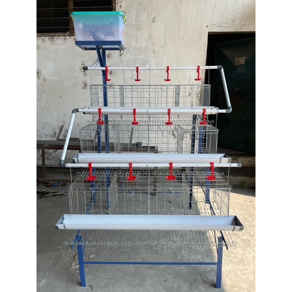 kandang baterai ayam petelur 3 tingkat fullset sistem otomatis galvanis + nipple drinker