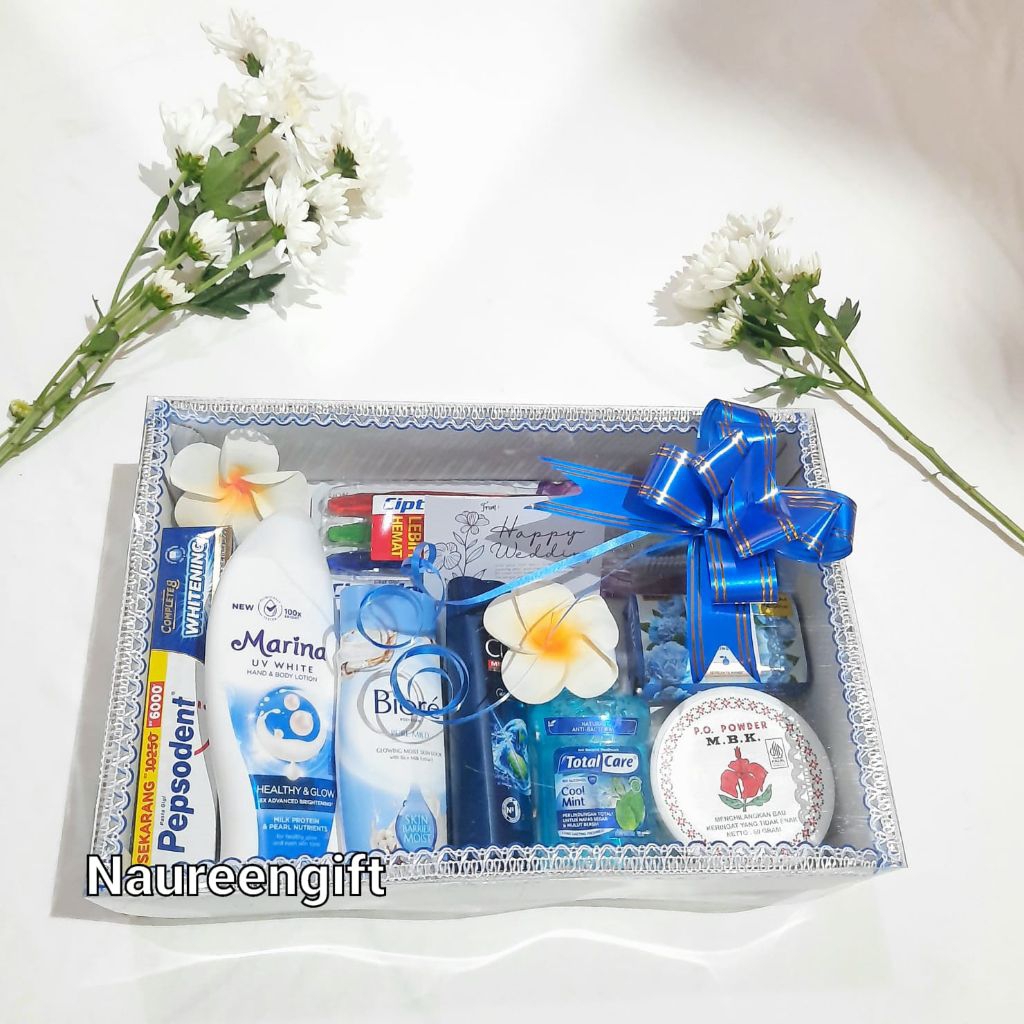 Seserahan Pernikahan Set Perlengkapan Mandi/Set Kecantikan Marina Biru Free Box