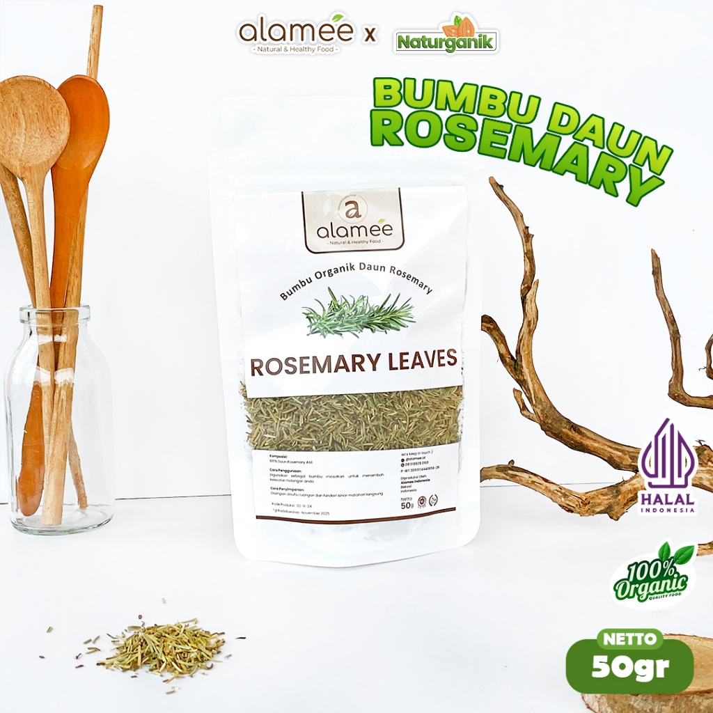 

ALAMEE Rosemary Kering Dried Leaves Organik Daun Garnish Murni Asli Bumbu 50 Gram Naturganik