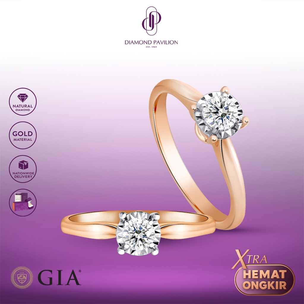 Diamond Pavilion Cincin Emas Batu Berlian Viola Ring