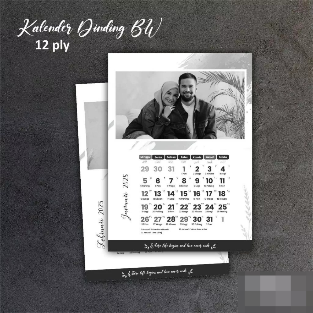 

KALENDER DINDING CUSTOM FOTO - CETAK KALENDER BLACK WHITE MURAH