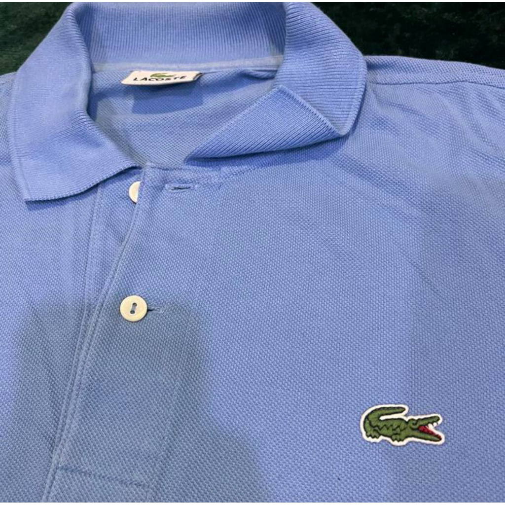 kaos kemeja original lacoste size 3 warna biru muda