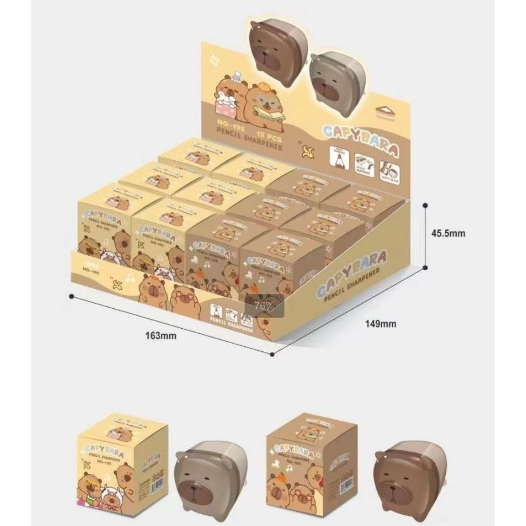 

Rautan Capybara dan Penghapus 1Box 24pcs || Serutan Pensil || Rautan + stip