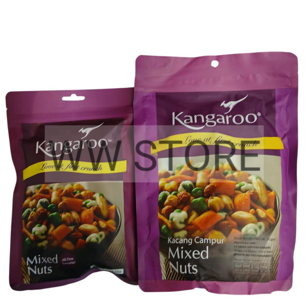 

Cemilan snek makanan ringan kacang campur halal MUI Kangaroo Mixed Nuts 120g 250g