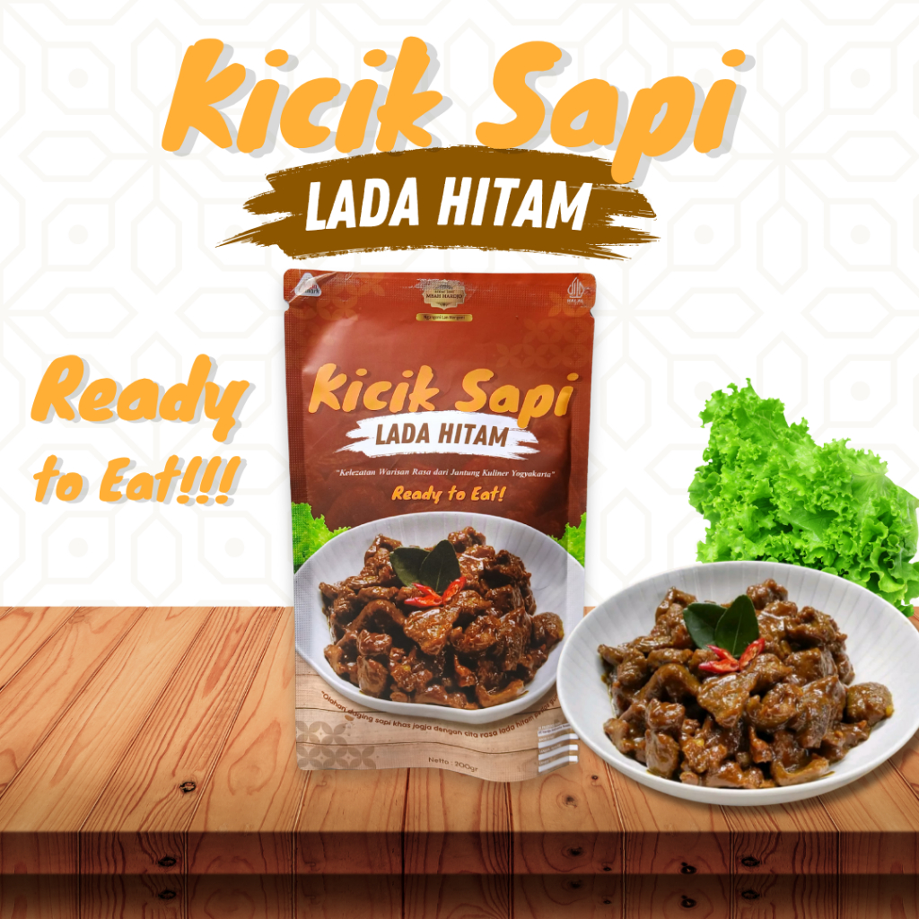 

Kicik Sapi Lada Hitam Terinspirasi dari kehangantan dapur keraton Yogyakarta, olahan sapi lada hitam ini hadir dengan rasa gurih pedas yang membumi.