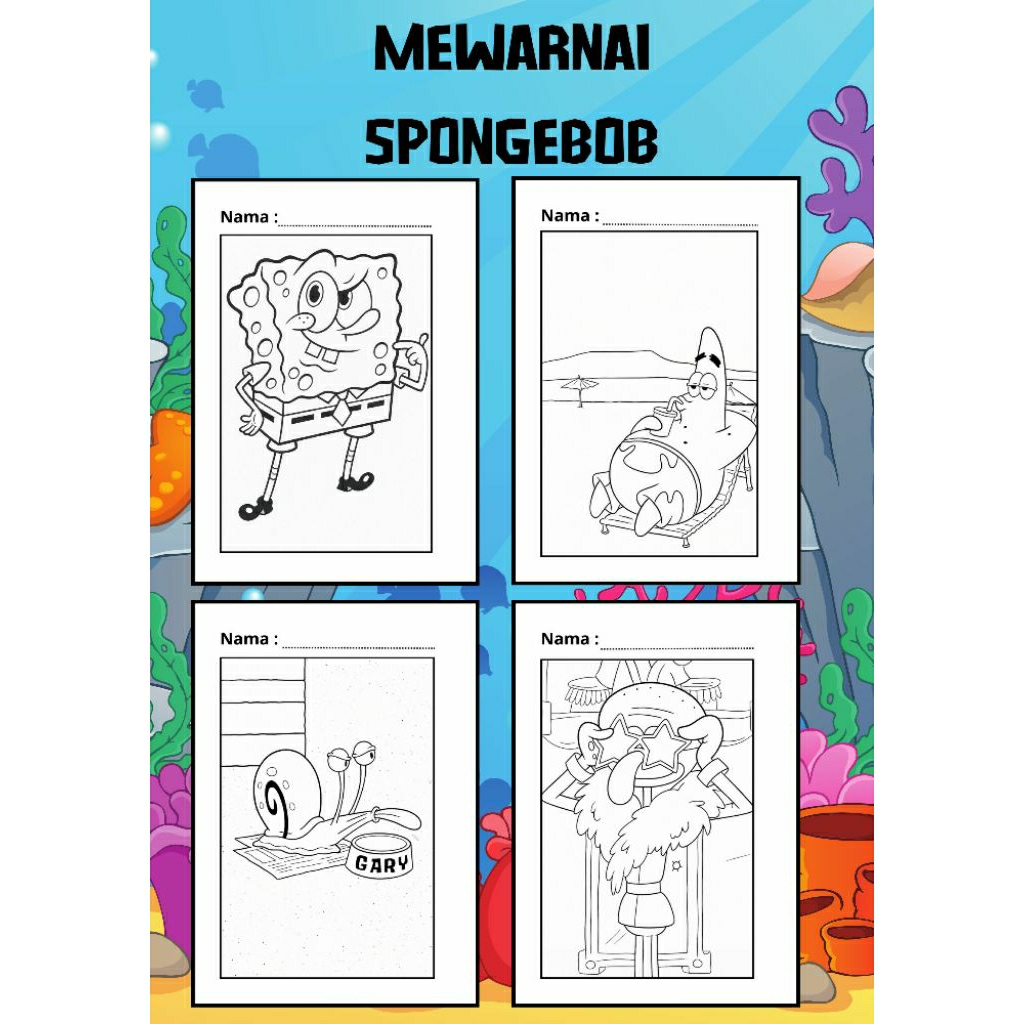 

50 Halaman Mewarnai Tema Spongebob
