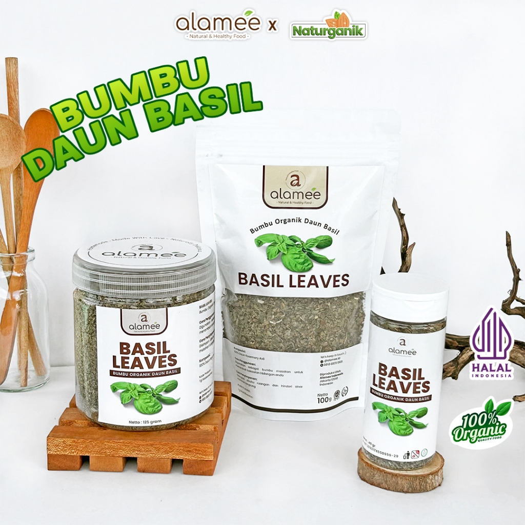 

ALAMEE Daun Basil Kering Bumbu Dapur Dried Leaf Murni Asli Seasoning Organik Naturganik