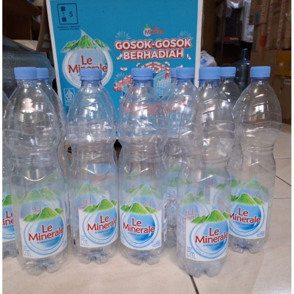 Botol LeMineral 1,5 Liter Bekas - Kondisi Bersih 1500ml free dus Le Mineral