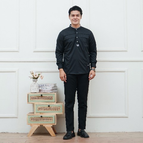 ABHA - Baju koko pria dewasa lengan panjang - Baju Muslim Motif JAGAD