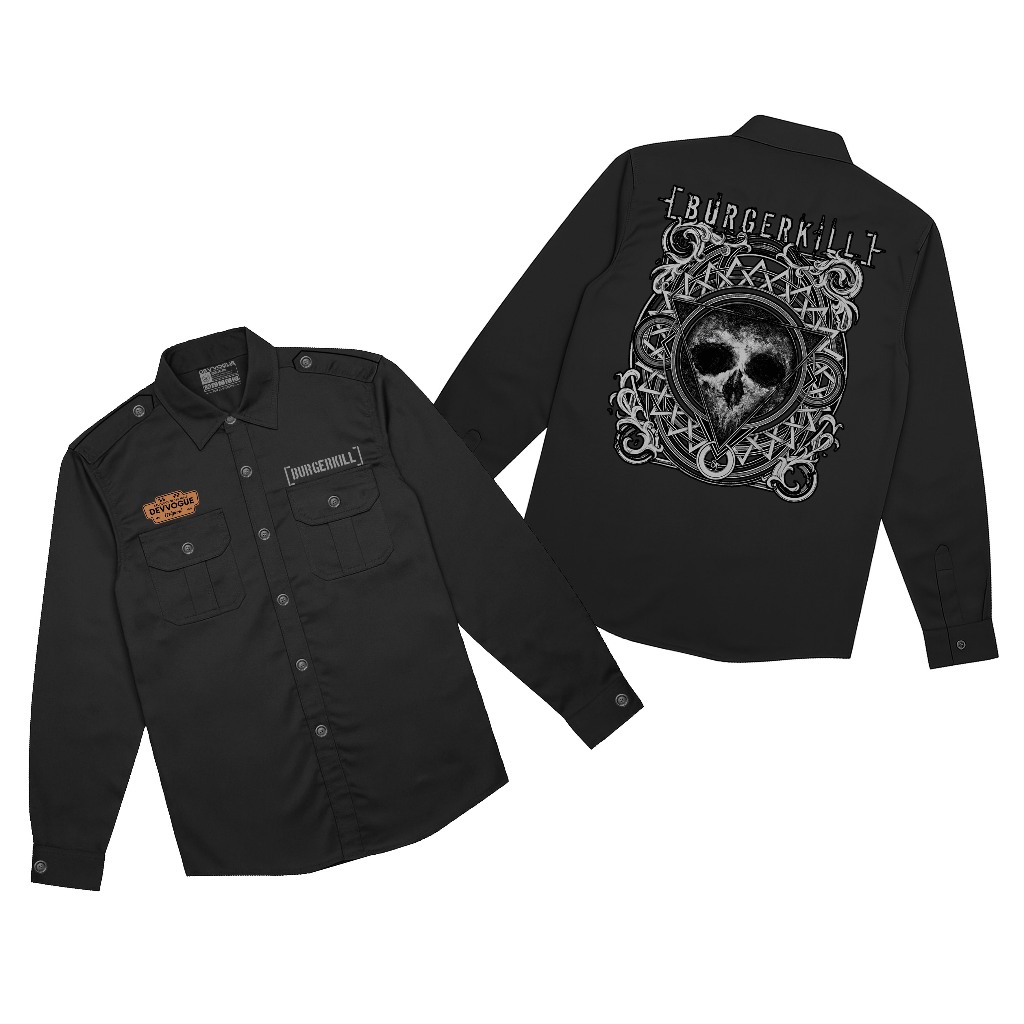 Devvogue Workshirt Pria Burgerkill Pdh Lengan Panjang Bahan American Drill