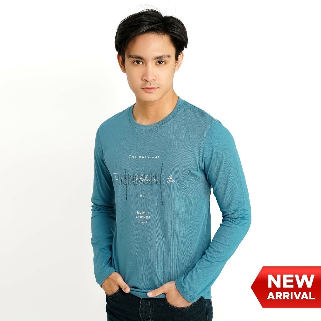 Cressida Kaos Lengan Panjang Pria T-Shirt Longsleeve Motif - MMBAL.JB128X soft green