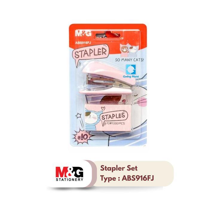 

M&G Stapler set Kecil + Refill So Many Cats 100 ABS916FJ / Jepretan staples putar 360 Derajat