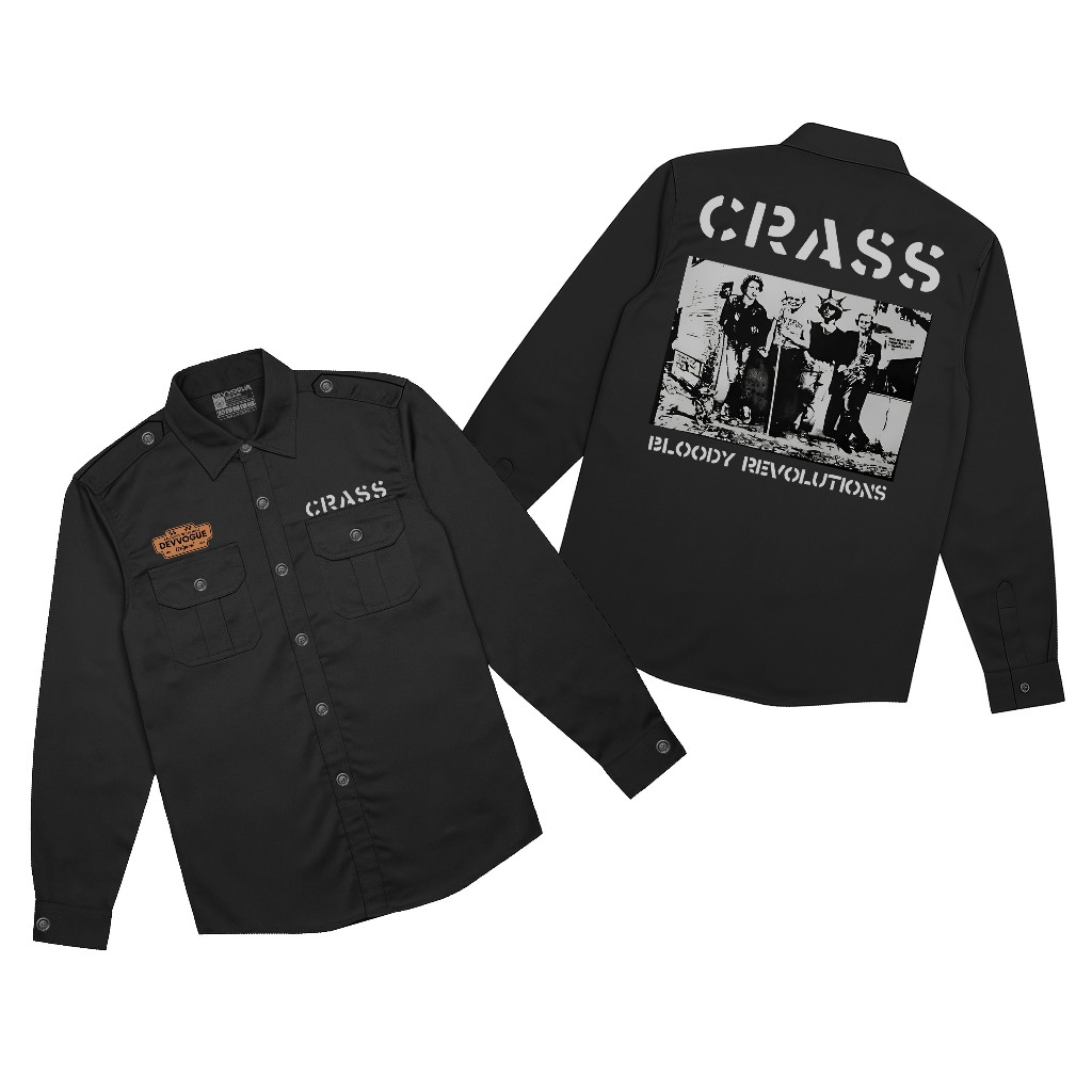 Devvogue Workshirt Pria Crass Bloody Pdh Lengan Panjang Bahan American Drill
